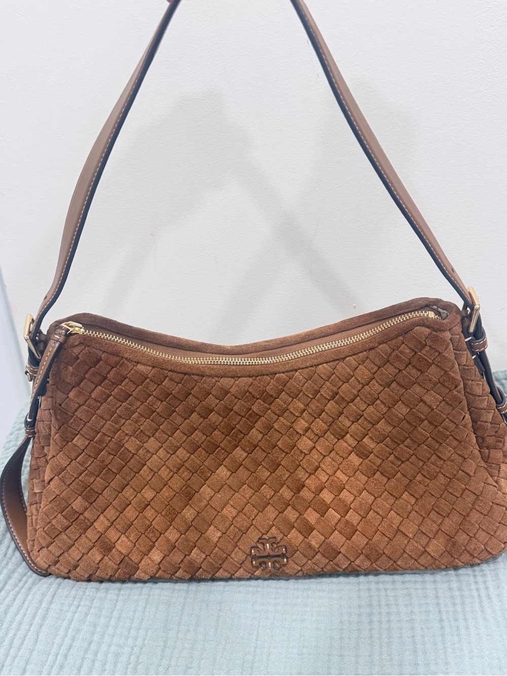 Tory Burch Suede Shoulder Bag in Brown